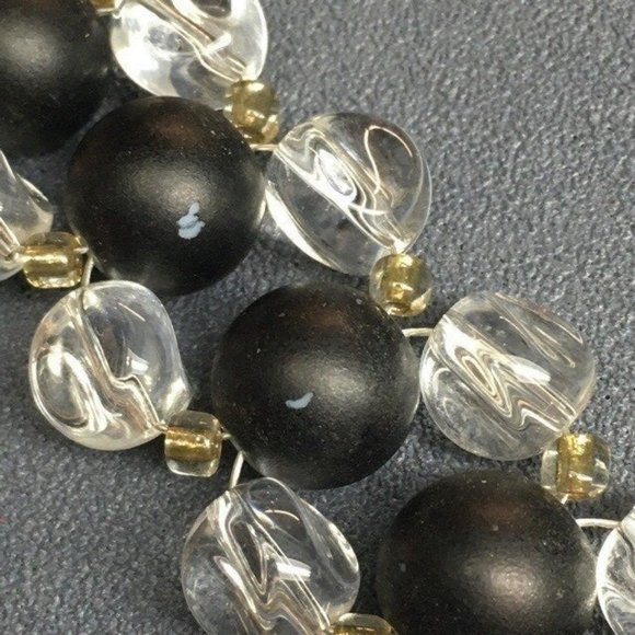 Black Toggle Closure Bracelet As Is Clear Gold Seed Bead Retro BoHo - Picture 6 of 8